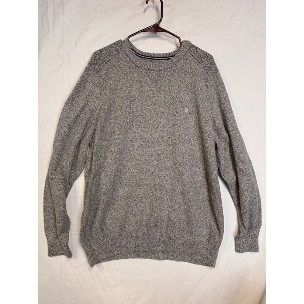 Izod Mens Grey Marl Crewneck Knit Pullover Sweater XL Embroidered Logo